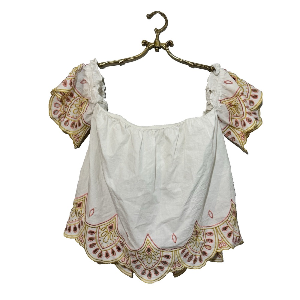 Lovers + Friends White Eyelet Off Shoulder Lace Overlay Top S‎ NWT $138